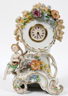 Appraisal: GERMAN PORCELAIN MANTLE CLOCK H '' L '' Stamped