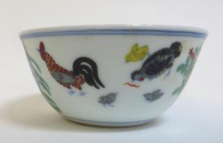 Appraisal: Doucai Chicken Cup Doucai Chicken Cup In the Ming style