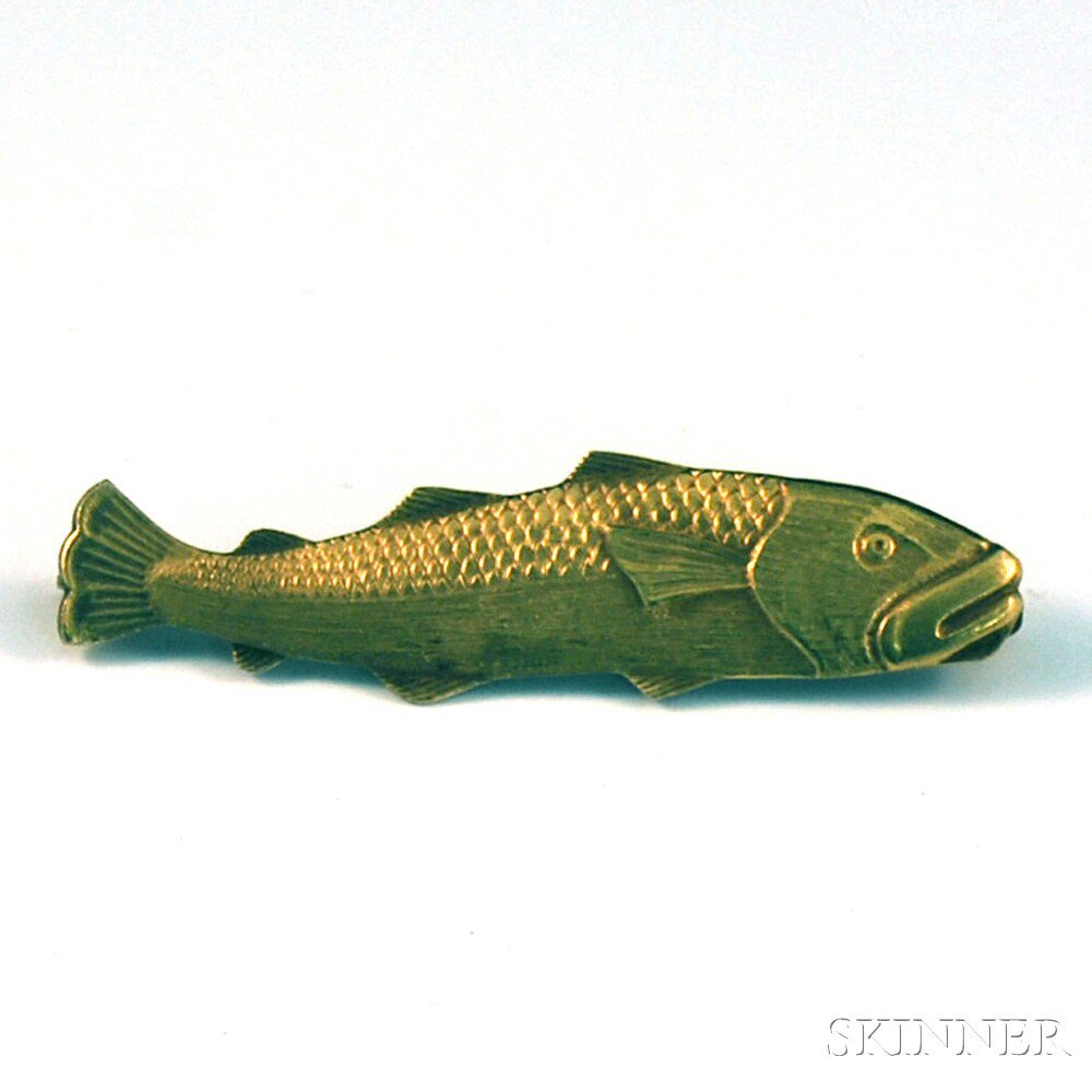 Appraisal: kt Gold Fish Brooch engraved C to reverse and with