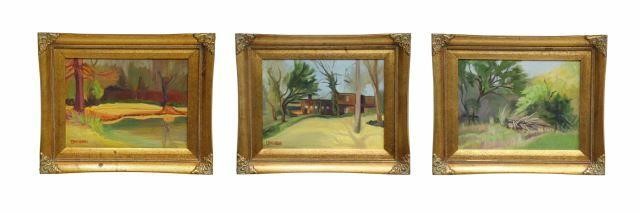 Appraisal: lot of Framed oil paintings on canvas board each depicting