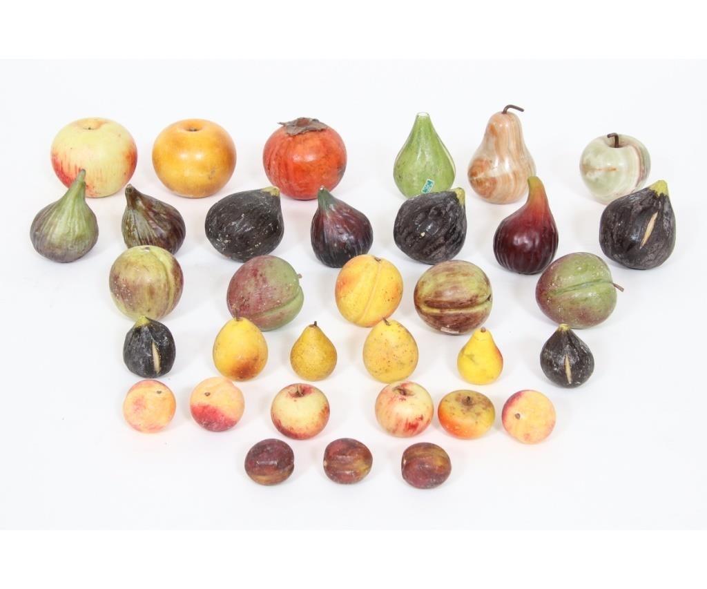 Appraisal: Collection of pieces of stone fruit largest h x dia