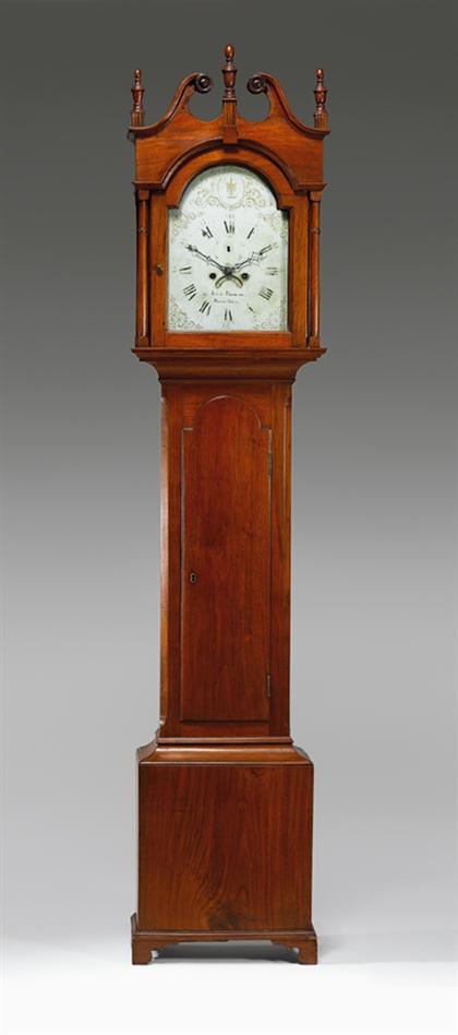 Appraisal: Chippendale walnut tall case clock isaac brokaw - new jersey