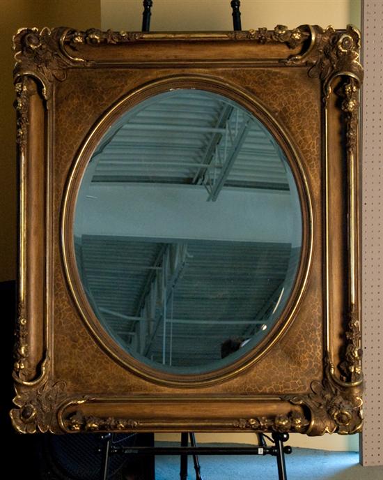 Appraisal: th C Continental Mirror with round vignette and molded edge