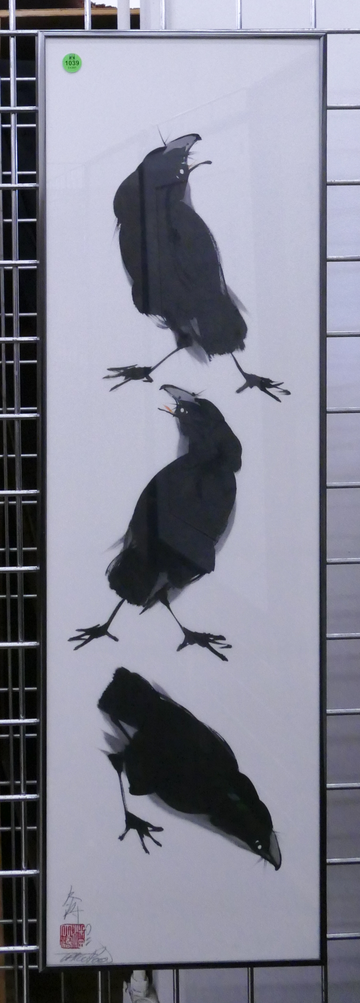 Appraisal: Poon Tai To Chinese Raven Modern Sumi Ink Painting on