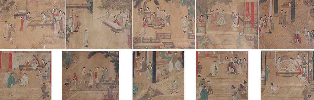 Appraisal: EARLY JAPANESE WATERCOLOR PAINTINGS Depicting scenes of everyday life Watercolors