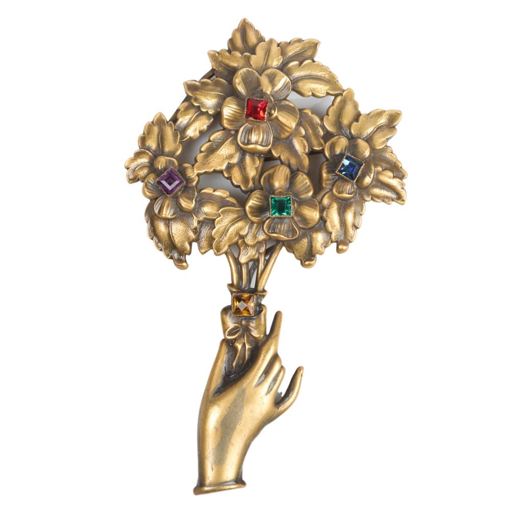 Appraisal: JOSEFF OF HOLLYWOOD GOLD TONE FIGURAL GLAMOUR HAND BROOCH PIN