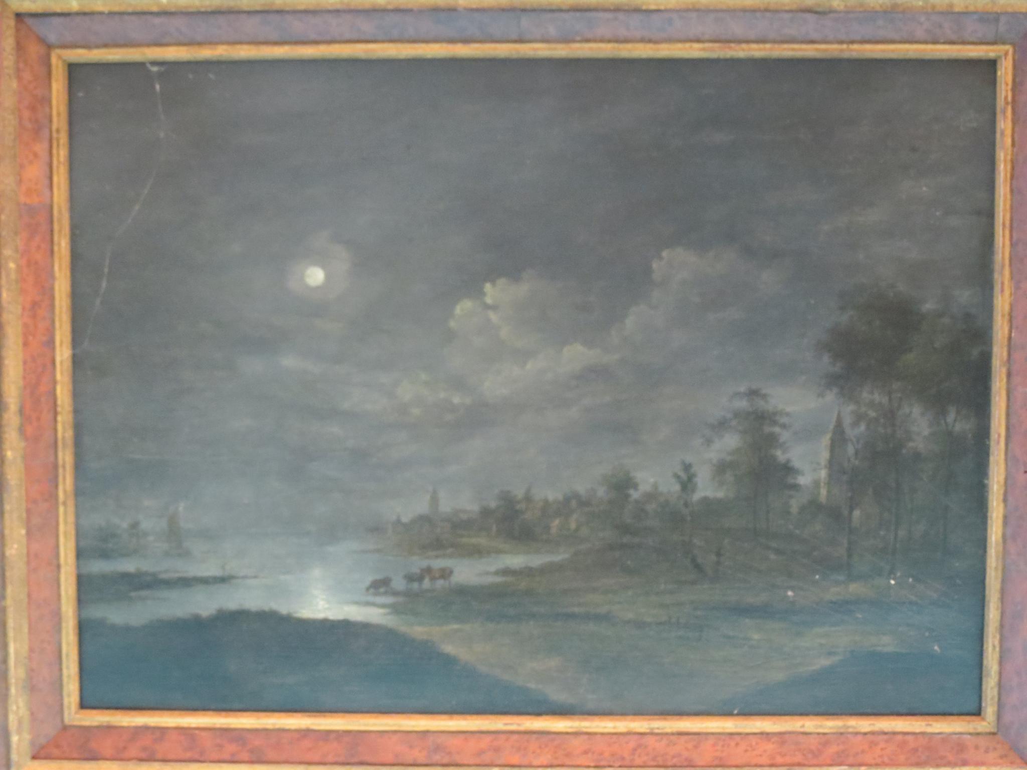 Appraisal: Style of Jan Van Goyen - oil on panel moonlit