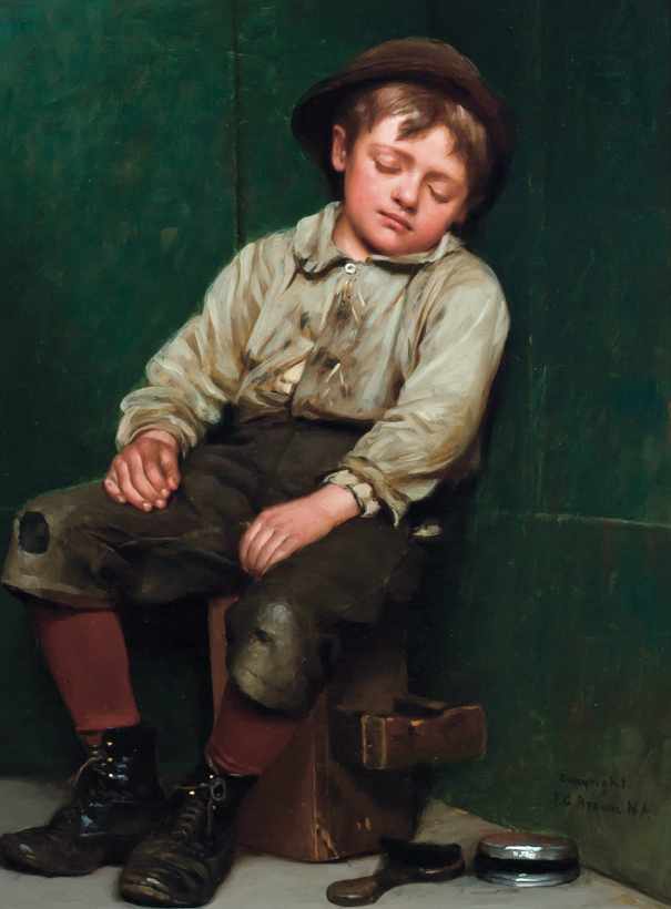 Appraisal: JOHN GEORGE BROWN American - Shoeshine Boy oil on canvas