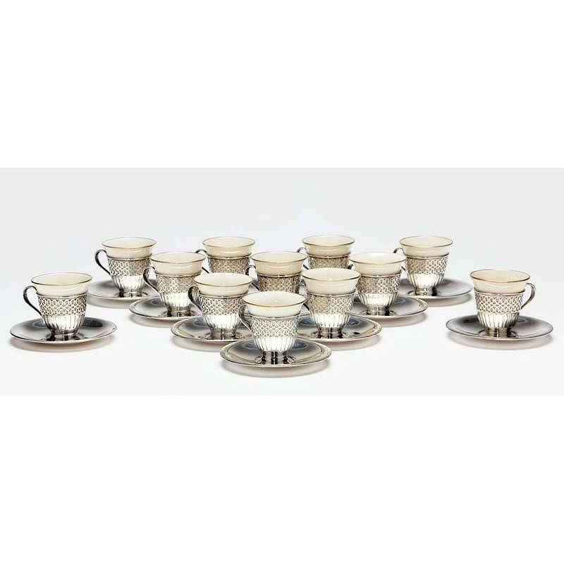 Appraisal: Set of Tiffany Co Sterling Silver Demitasse Cups Saucers each