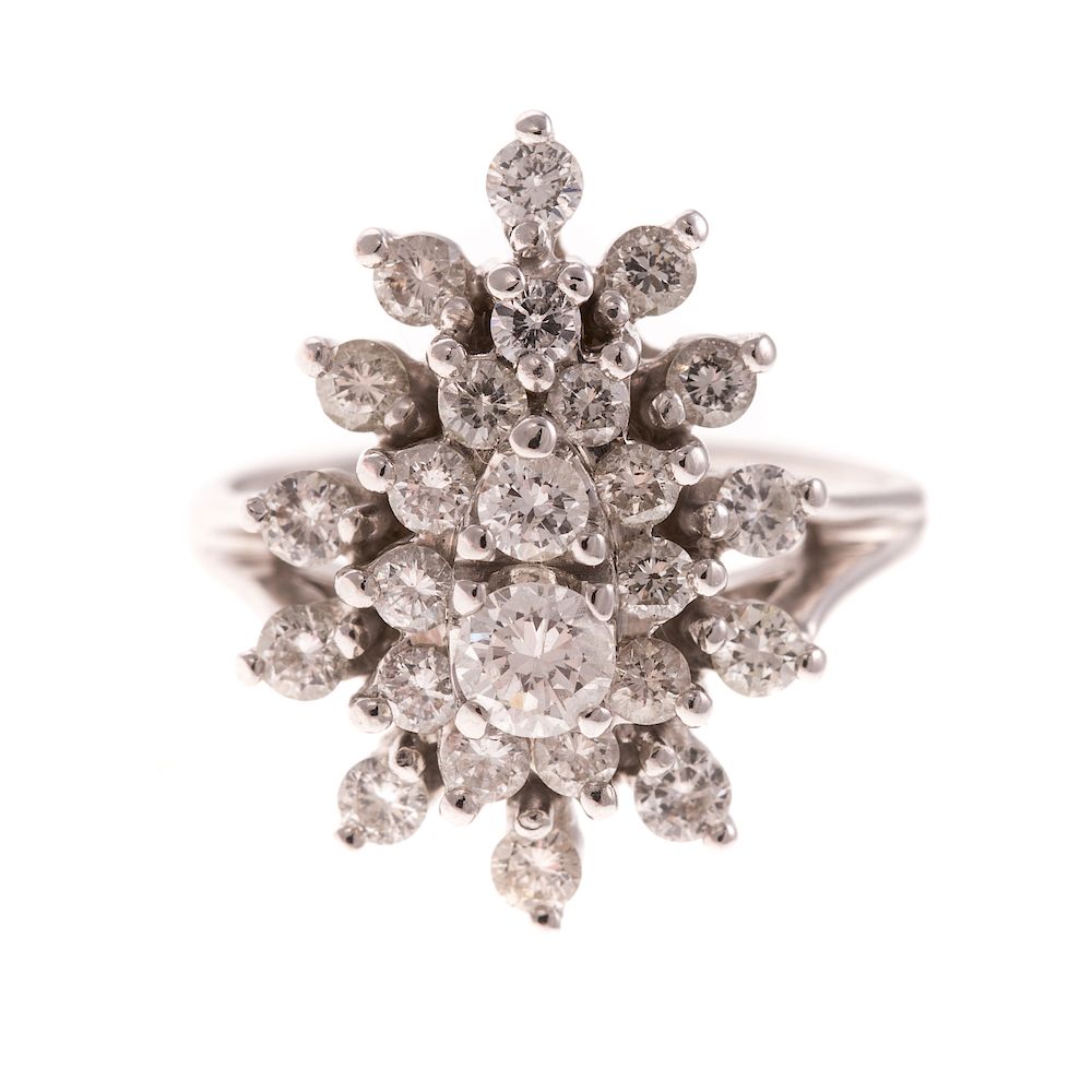 Appraisal: A Ladies White Gold Diamond Cluster Ring in K K