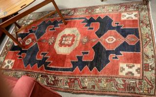 Appraisal: Oriental throw rug ' x ' Oriental throw rug '