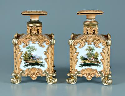 Appraisal: Pair Jacob Petit porcelain perfumes of square section with extensive