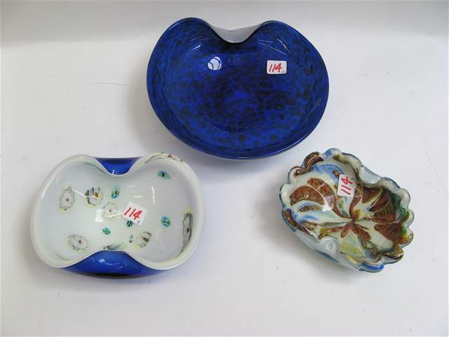 Appraisal: GROUP OF MURANO ART GLASS BOWLS blue white and multi-colors