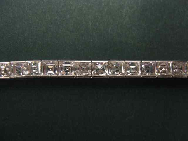 Appraisal: Deco Diamond Platinum Bracelet step cutdiamonds totaling over carats in