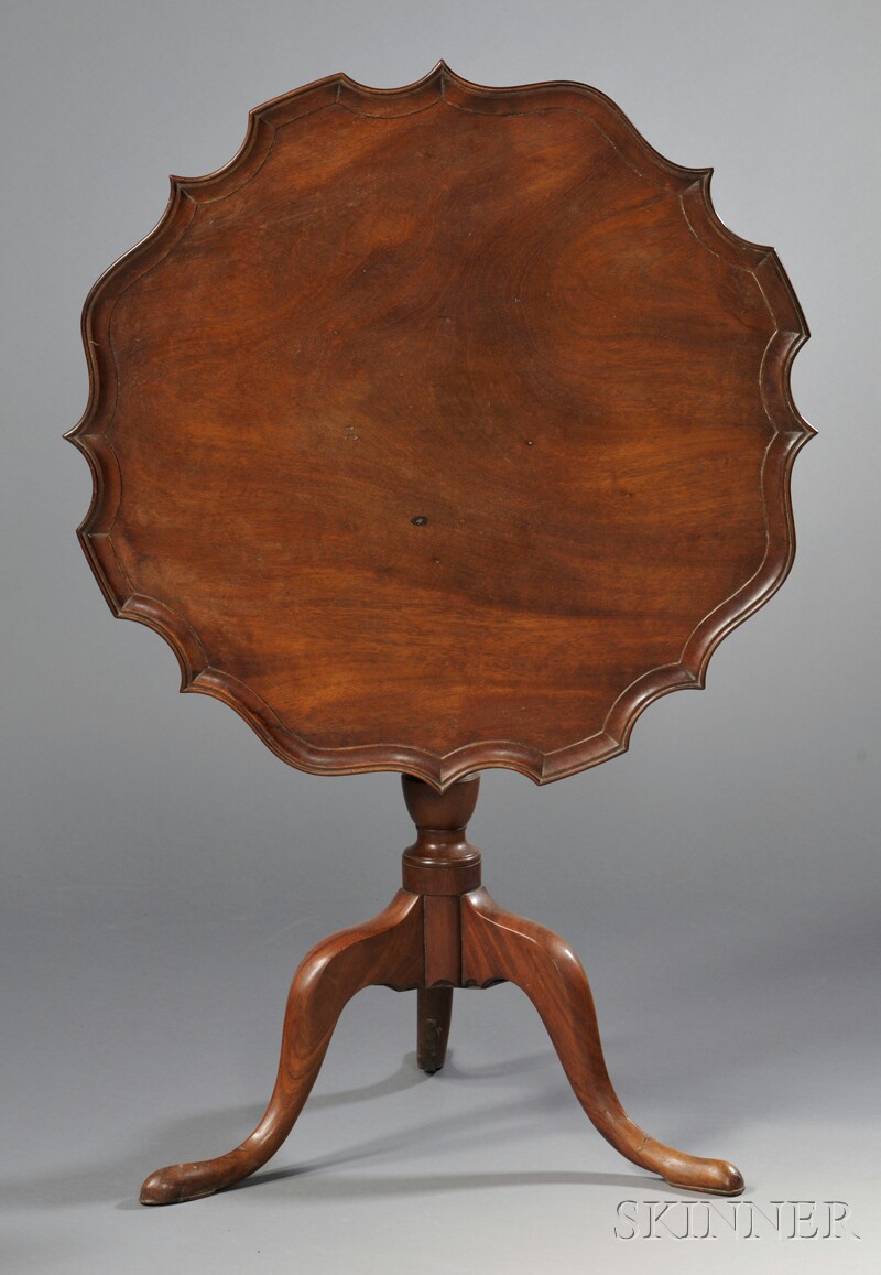 Appraisal: Mahogany Carved Tilt-top Tea Table probably New England late th