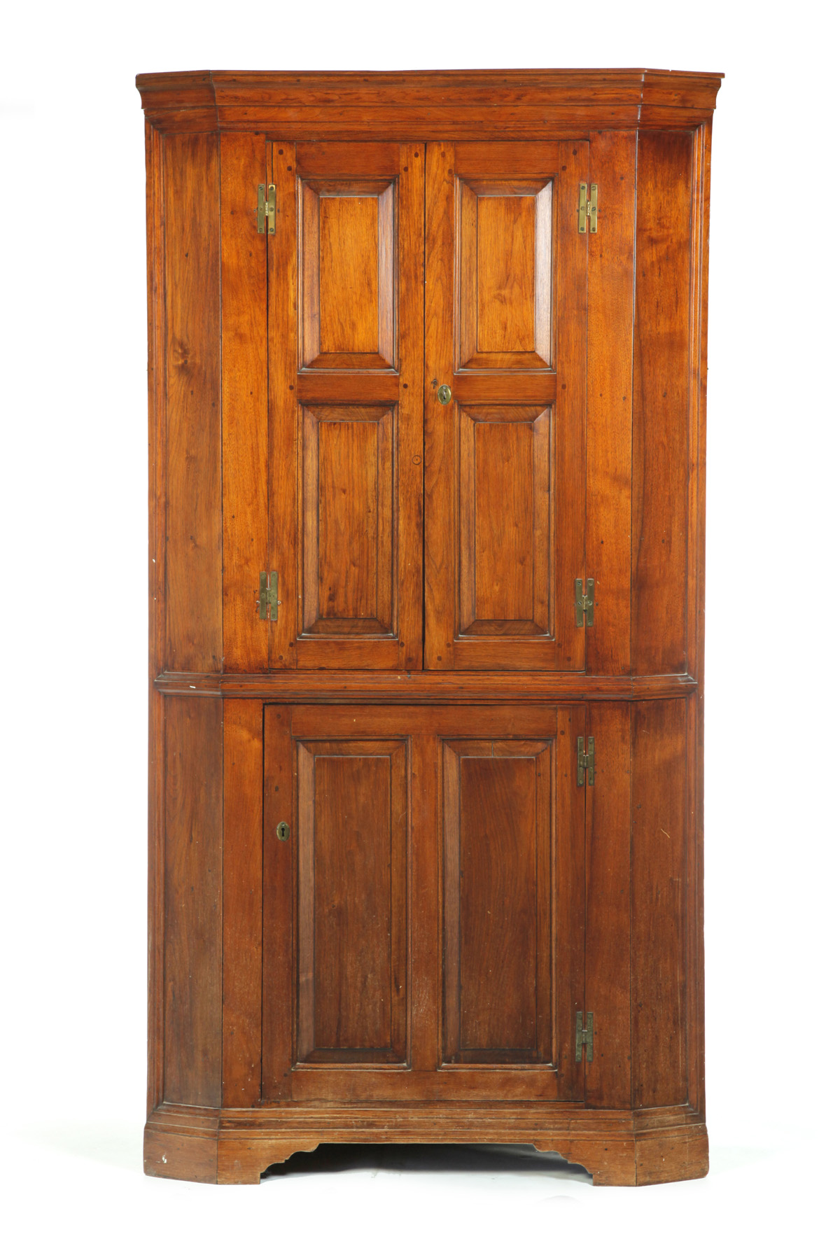 Appraisal: AMERICAN CHIPPENDALE CORNER CUPBOARD Early th century walnut and pine