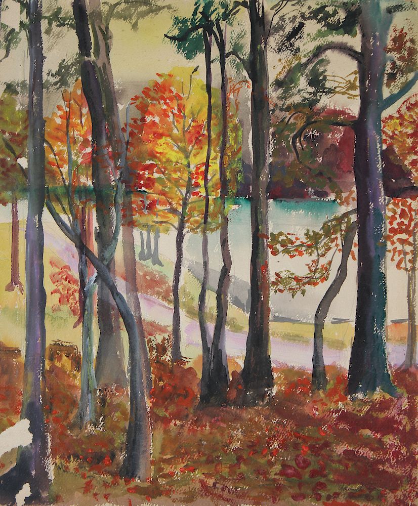 Appraisal: Yolanda Fusco - Yolanda Fusco - Autumnal landscape watercolor Signed