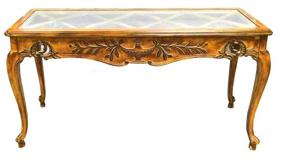 Appraisal: th C French style console table lattice top covered with