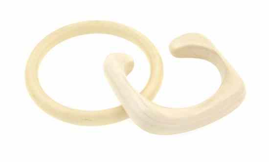 Appraisal: A Pair of Ivory Bracelets one round bangle and one