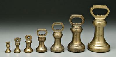 Appraisal: Set of seven brass weights various hallmarks ounces to pounds