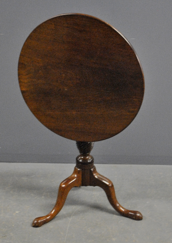 Appraisal: - Georgian mahogany tilt-top candlestand c with a swirl base