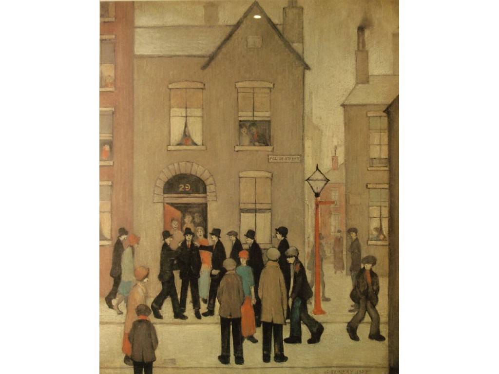 Appraisal: After L S Lowry Street scene reproduction colour print limited