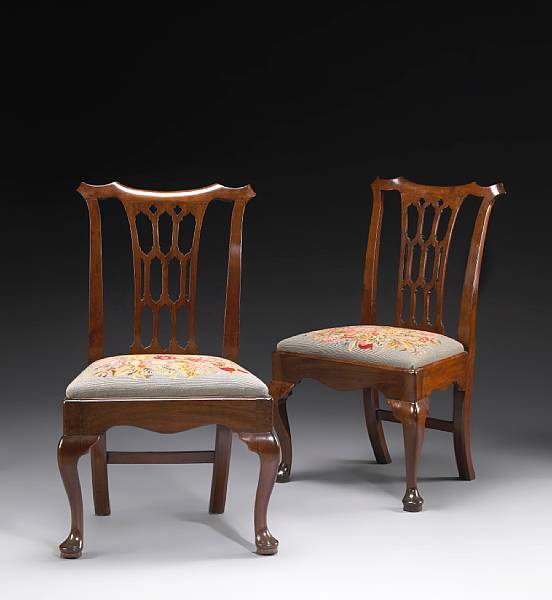 Appraisal: A pair of George II mahogany side chairs mid th