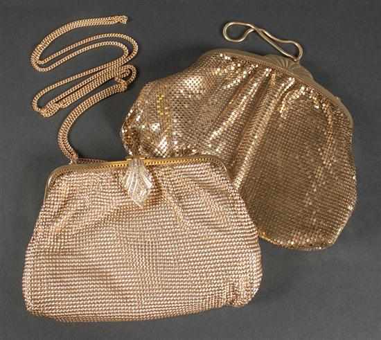 Appraisal: Two Whiting Davis gold colored metal mesh evening purses Estimate