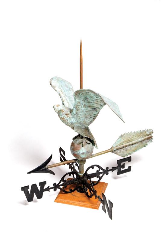 Appraisal: WEATHERVANE American late th-early th century copper Full-bodied eagle on