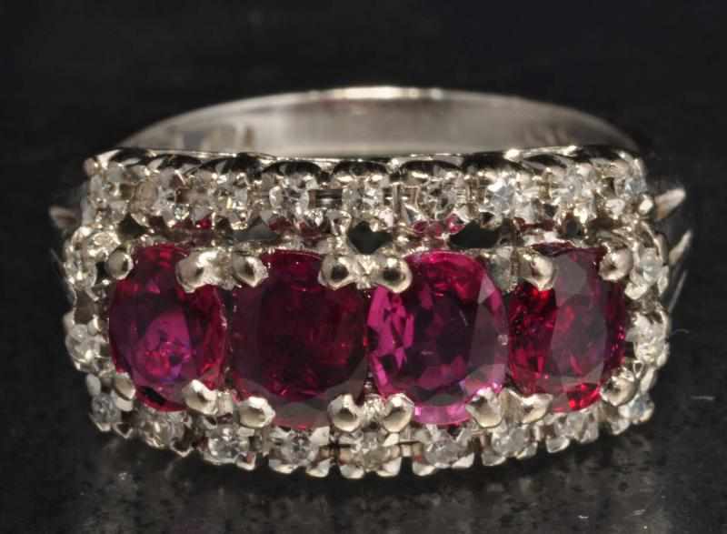 Appraisal: K W Gold Diamond Ruby Ring Description Diamonds ctw Rubies