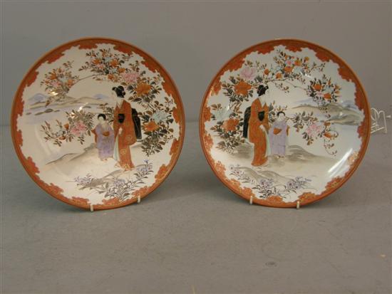 Appraisal: Pair of Chinese dishes decorated with women and children diameter