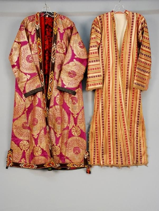 Appraisal: TWO ETHNIC SILK ROBES th C Probably central Asian One