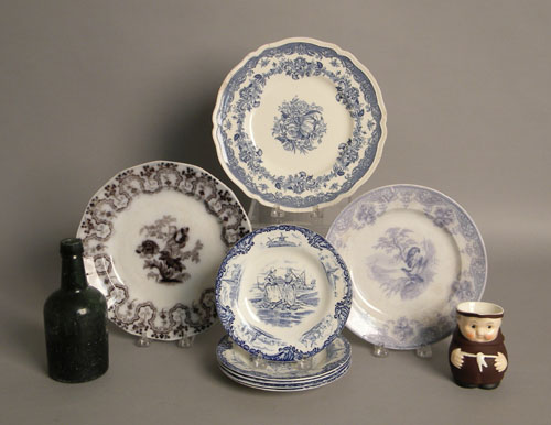 Appraisal: Eight ironstone plates together with a toby creamer and glass