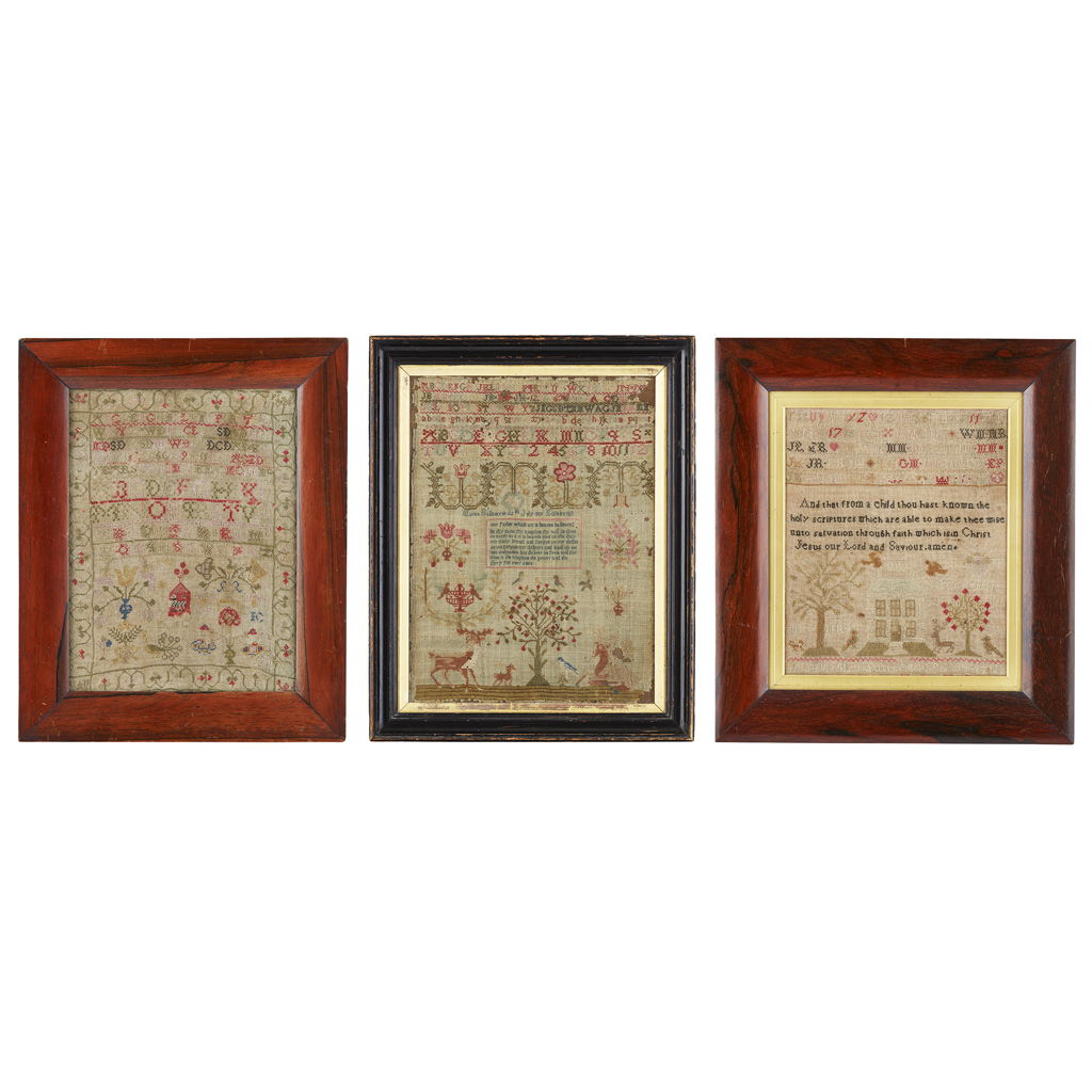 Appraisal: THREE SCOTTISH NEEDLEWORK SAMPLERS EARLY MID TH CENTURY the first