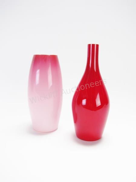 Appraisal: Two Case Glass Vases one red bottle form one deep