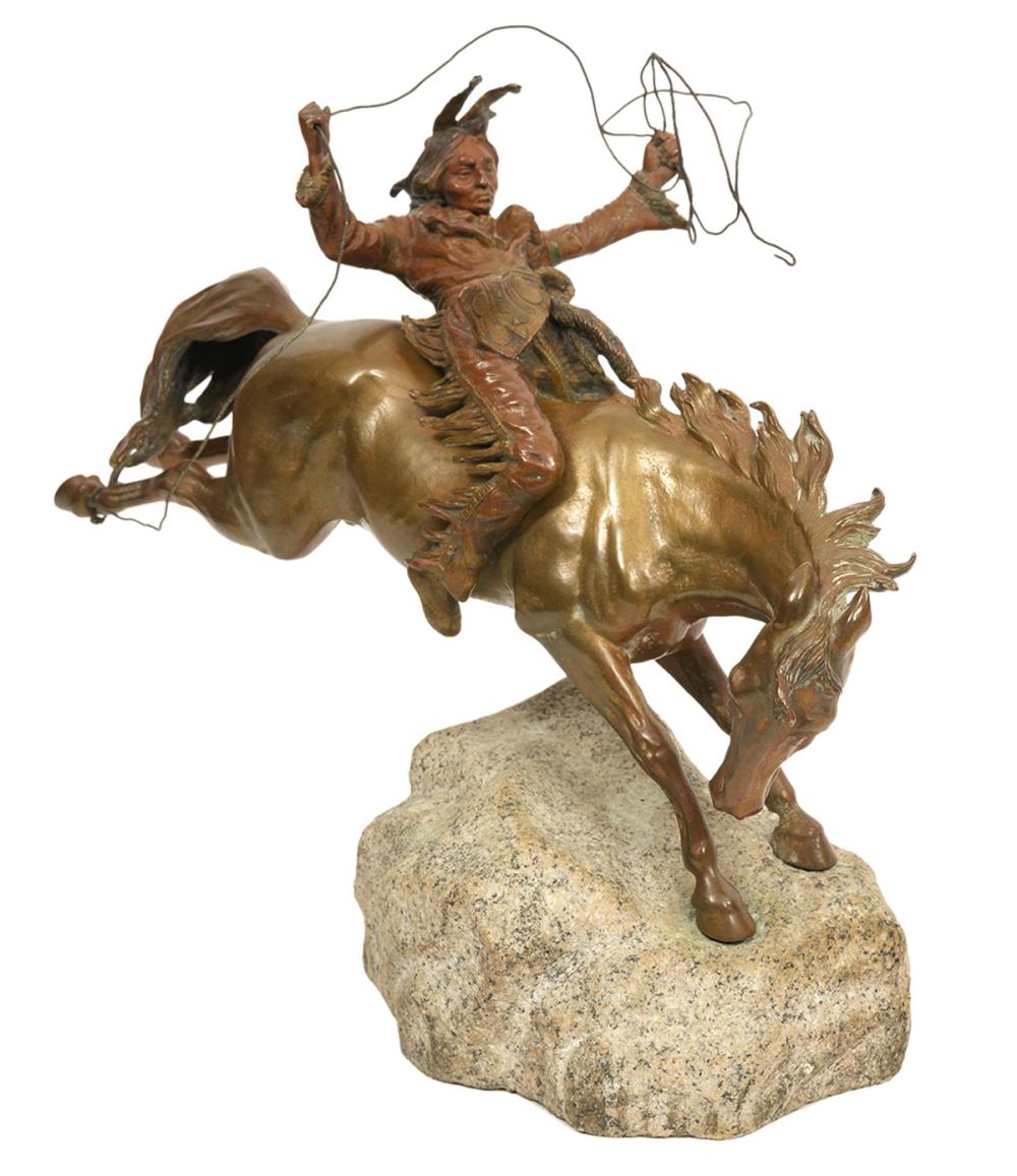 Appraisal: CARL KAUBA BRONZE NATIVE AMERICAN ON HORSEBACKCarl Kauba Austria -