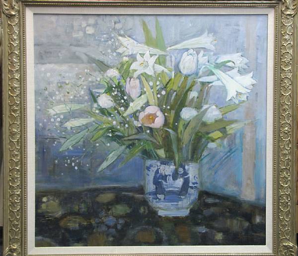 Appraisal: Property from Various Owners Still Life with lilies and tulips