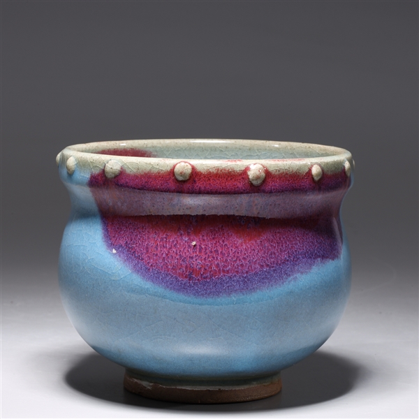 Appraisal: Chinese Jun Yu glazed purple splash vessel overall fine condition