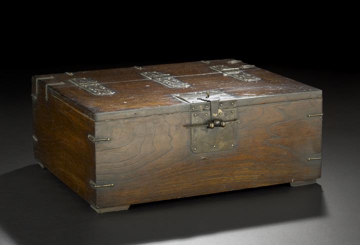 Appraisal: Chinese Softwood Bound Storage Box th century of slightly rectangular