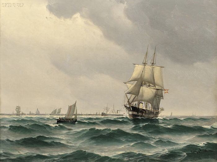 Appraisal: Vilhelm Victor Bille Danish - Two-Masted Clipper Ship on the