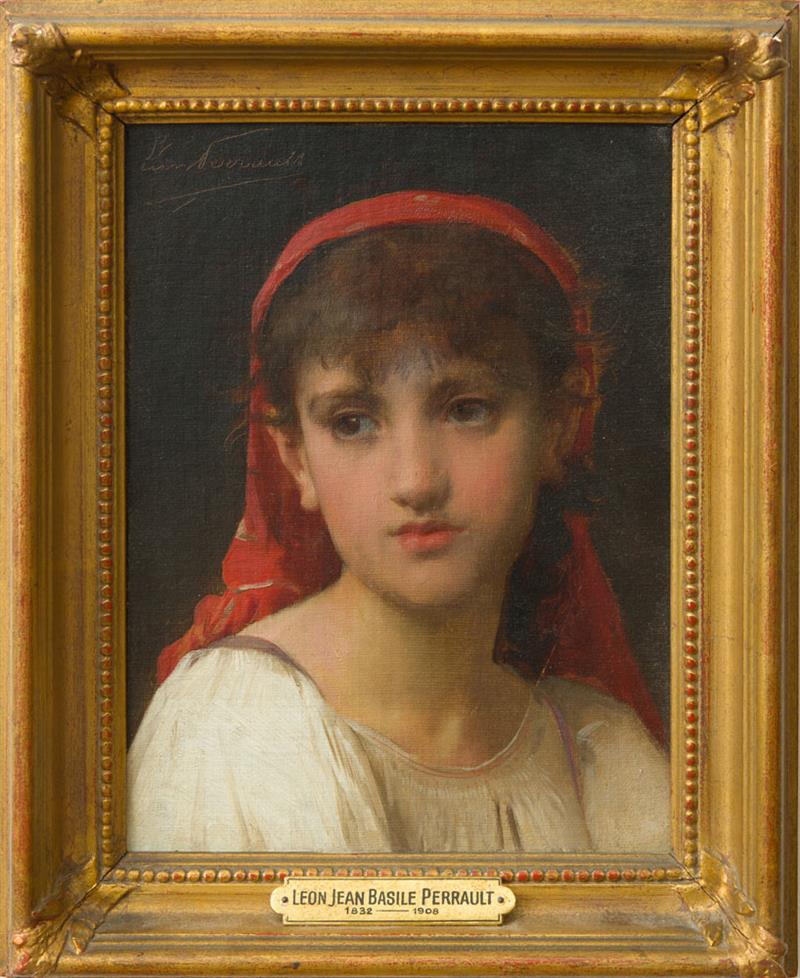 Appraisal: L ON JEAN BASILE PERRAULT - PORTRAIT OF A GIRL