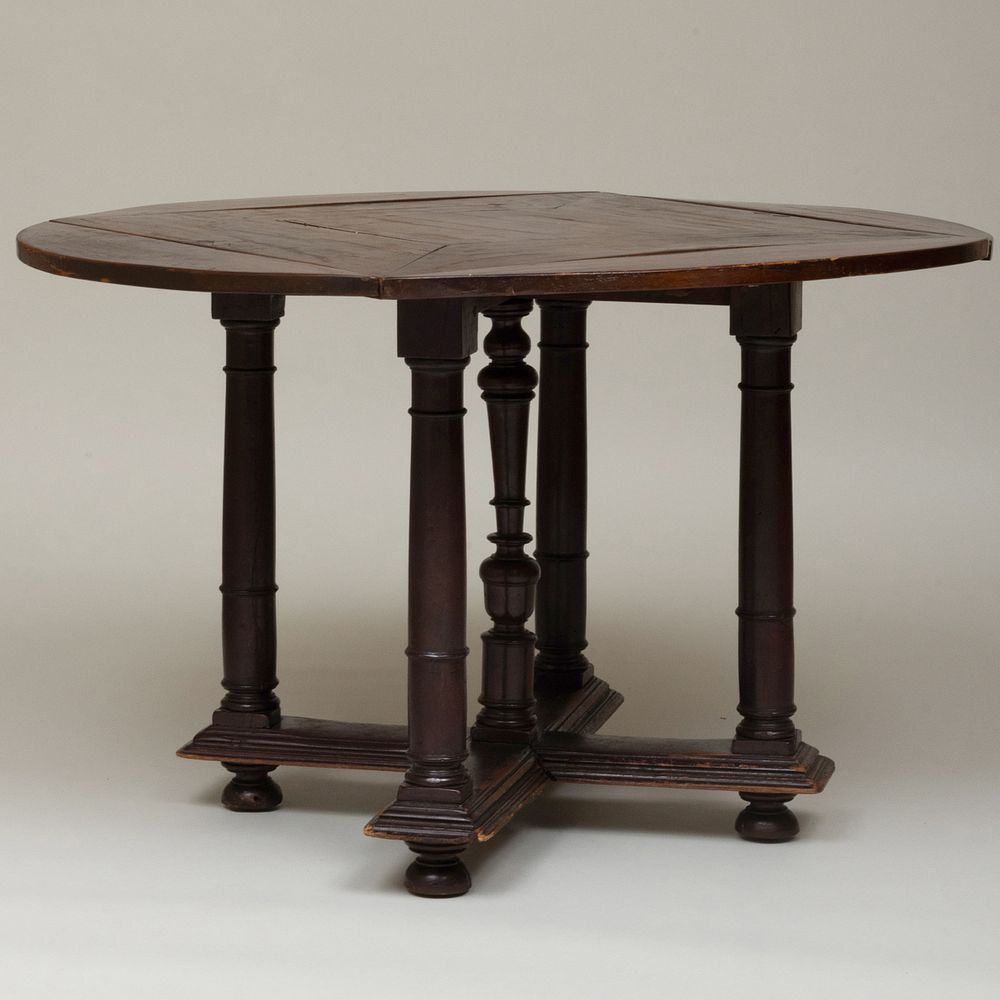 Appraisal: Italian Renaissance Style Walnut Drop-Leaf Center Table x closed x