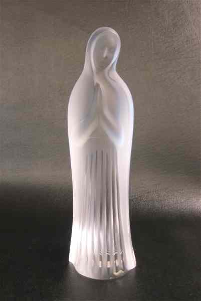 Appraisal: LALIQUE GLASS MADONNA SCULPTURE standing Madonna with hands folded in