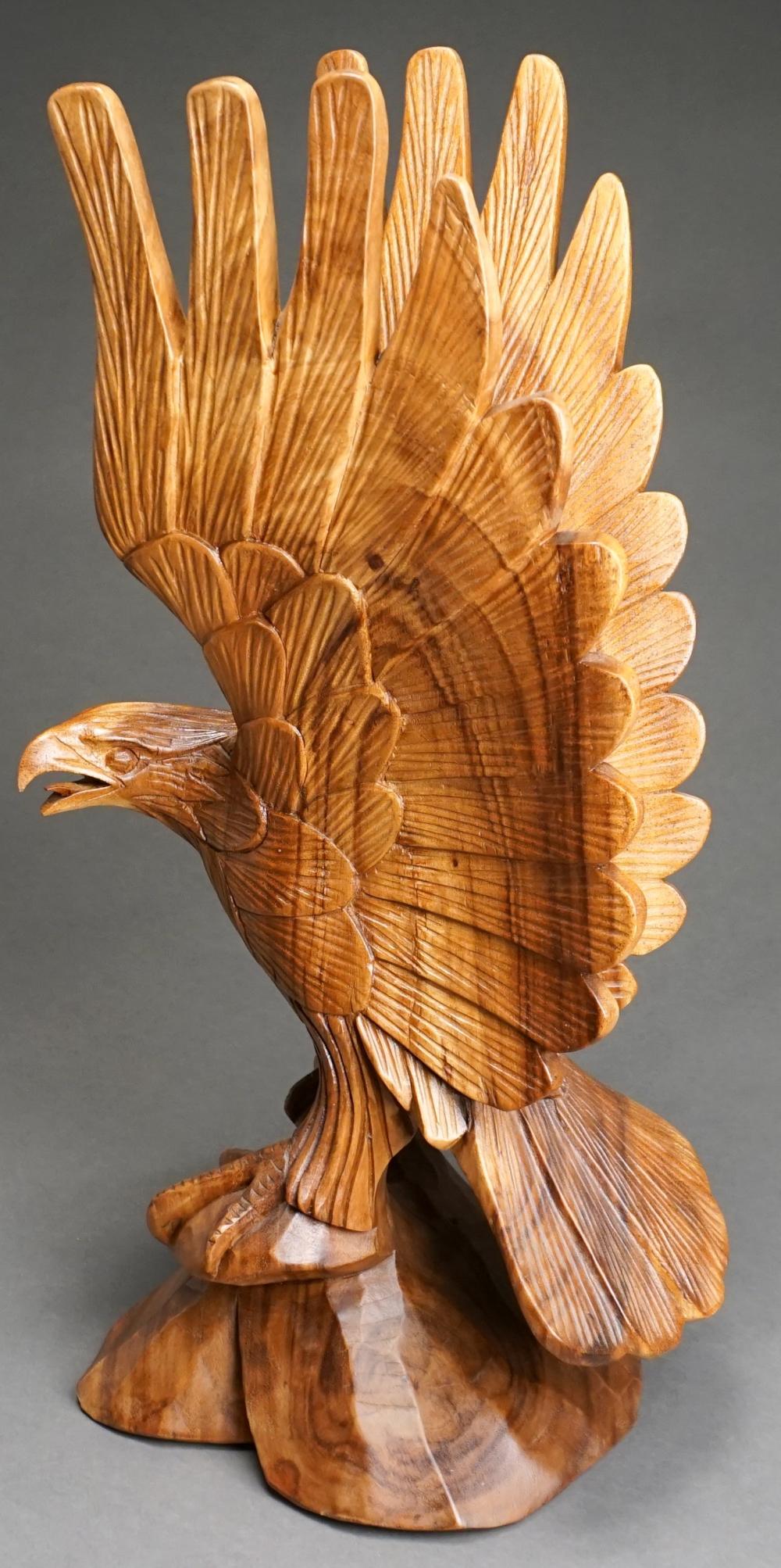 Appraisal: Carved Wood Figure of Perched Eagle H in cm