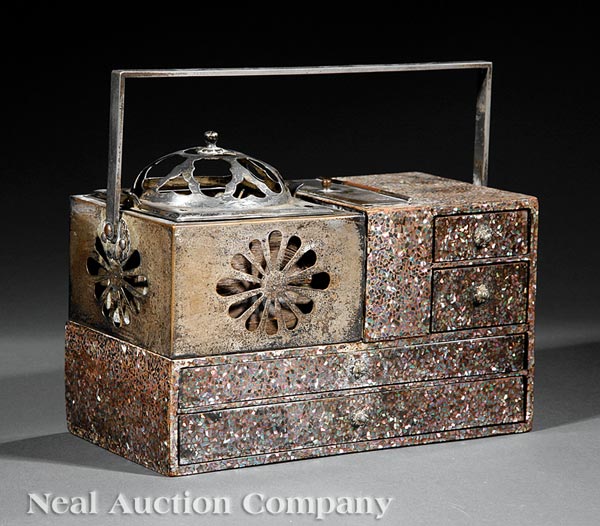 Appraisal: An Indonesian Mother-of-Pearl Inlaid Hardwood Trading Chest probably th c