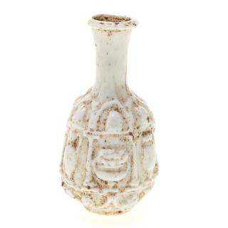 Appraisal: Ancient Roman molded white glass flask Ancient Roman molded white