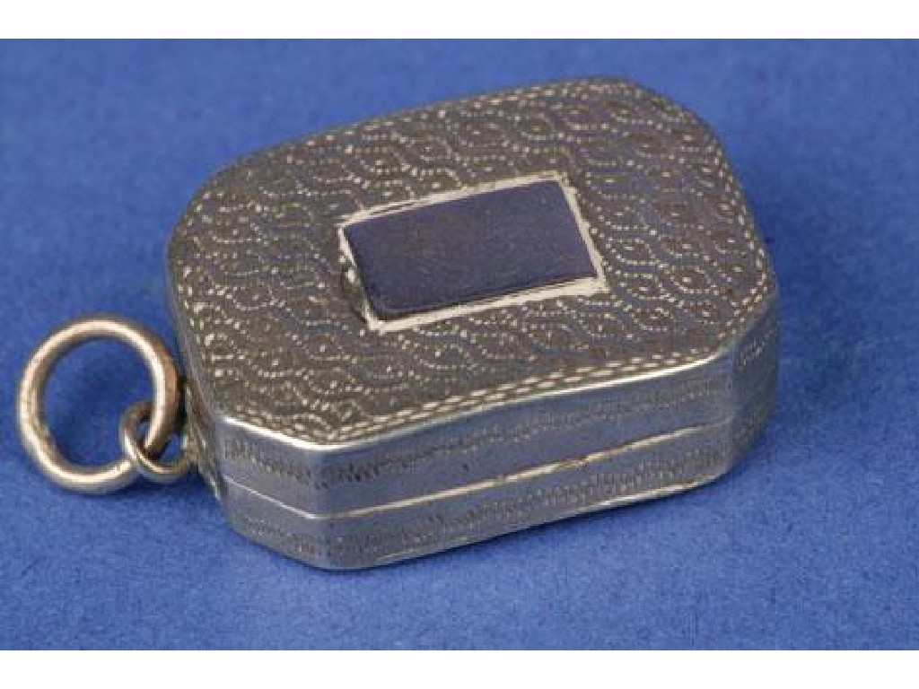 Appraisal: A GEORGE III VINAIGRETTE of canted rectangular form the cover