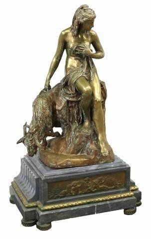 Appraisal: French bronze sculpture Amalthee et la chevre de Jupiter Amalthea