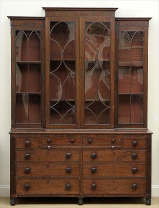 Appraisal: Federal-Style Mahogany Desk and Bookcase Comprised of antique parts ft