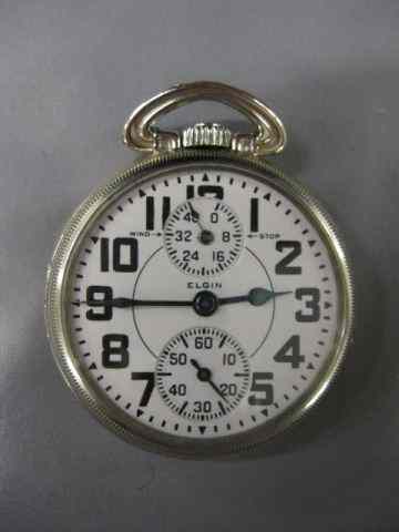 Appraisal: Elgin Railroad Pocketwatch jewel size white gold-filled B W Raymond